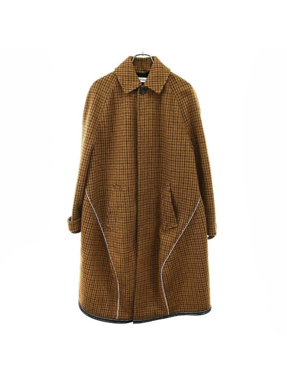 Balenciaga Pre Fall Houndstooth Reflector Trim Over Coat Brown 34
